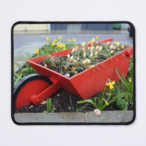 Item preview, Red wheelbarrow with spring flowers designed and sold by pinkal.