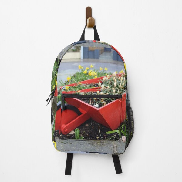 Item preview, Red wheelbarrow with spring flowers designed and sold by pinkal.