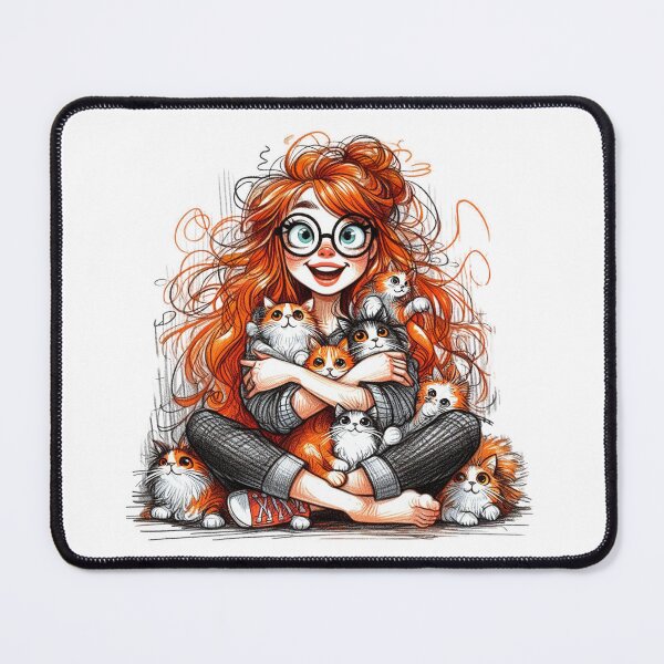 Item preview, A Girl with her Cats designed and sold by Made-by-Gus.