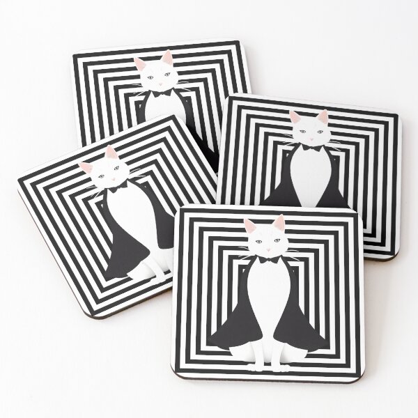 Item preview, Sophisticated White Cat with Black Cape | Cat Art | Cat Drawing | White Cat Lover designed and sold by UnhingedBird.