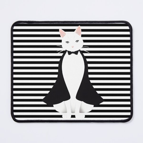 Item preview, Sophisticated White Cat with Black Cape | Cat Art | Cat Drawing | White Cat Lover designed and sold by UnhingedBird.