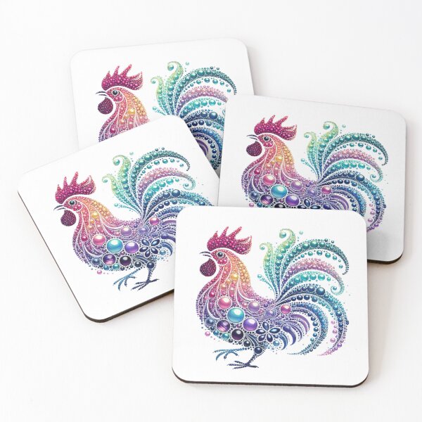Aperçu de l'œuvre Coq mignon incrusté de bijoux avec des détails élégants créée et vendue par ideandesign.