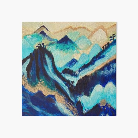 Vibrant Abstract Mountain Landscape Painting - Nature-Inspired Art Art Board Print