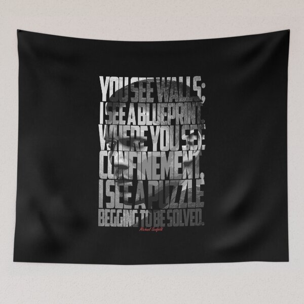 Item preview, Michael Scofield Black and White Motivational Typography with Camouflage Design designed and sold by Enea Kelo.