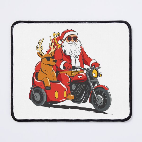 Item preview, Santa Claus on Motorcycle with Reindeer Sidecar - Funny Holiday Christmas Design for Bikers and Festive Humor Lovers designed and sold by DrawHandArt.