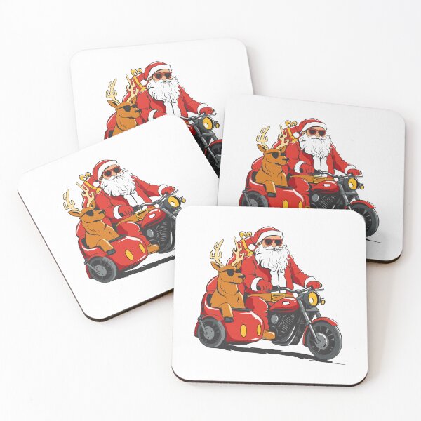 Item preview, Santa Claus on Motorcycle with Reindeer Sidecar - Funny Holiday Christmas Design for Bikers and Festive Humor Lovers designed and sold by DrawHandArt.