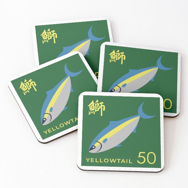 Item preview, Japanese yellowtail square stamp designed and sold by Utter, Earth.