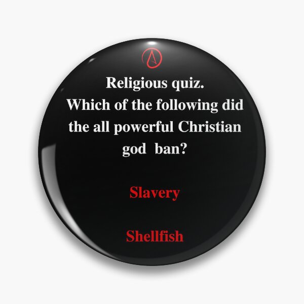 Artikelvorschau, Atheismus. Schalentiere vs. Sklaverei und ein allmächtiger Gott. Version mit weißem Text. entworfen und verkauft von Atheist-Heaven.