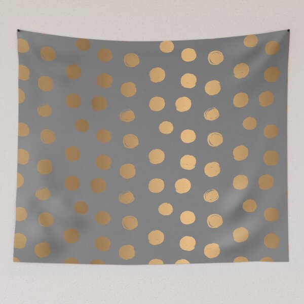 Item preview, Gold Round Brush Strokes Pattern on Grey background designed and sold by seafoam12shop.