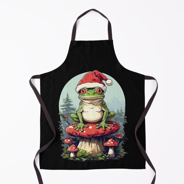 Item preview, funny Frog on Toadstool with Santa Hat - Funny Christmas Design designed and sold by DrawHandArt.