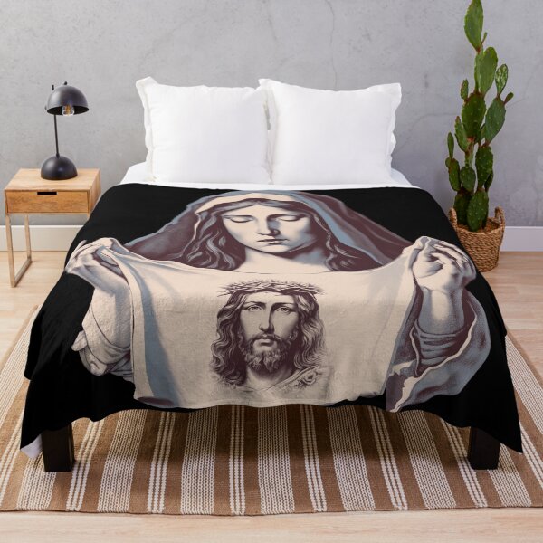 Item preview, Religious Icon Art - Virgin Mary Holding Christ Image - Vintage Christian Print designed and sold by DrawHandArt.