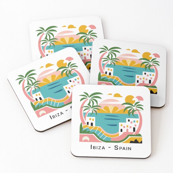 Item preview, Vintage travel design Ibiza Spain – minimal retro design with sunset and palm trees designed and sold by pod24.