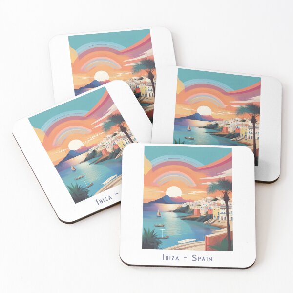 Item preview, Vintage travel poster Ibiza Spain – minimal retro design with sunset and palm trees designed and sold by pod24.