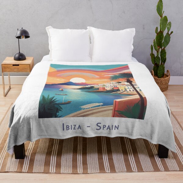 Item preview, Vintage travel poster Ibiza Spain – minimal retro design with sunset and palm trees designed and sold by pod24.