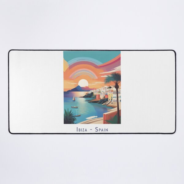 Item preview, Vintage travel poster Ibiza Spain – minimal retro design with sunset and palm trees designed and sold by pod24.