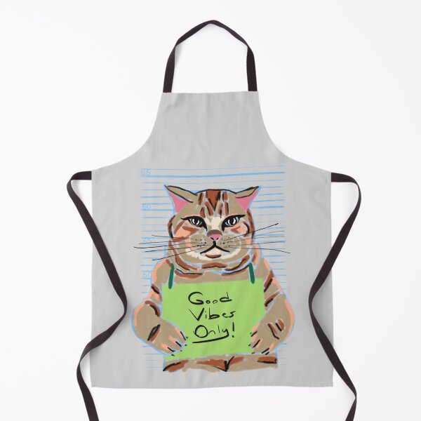 Item preview, Cat Illustration Holding 'Good Vibes Only' Sign – Positive Vibes Art Print designed and sold by Pandositive.