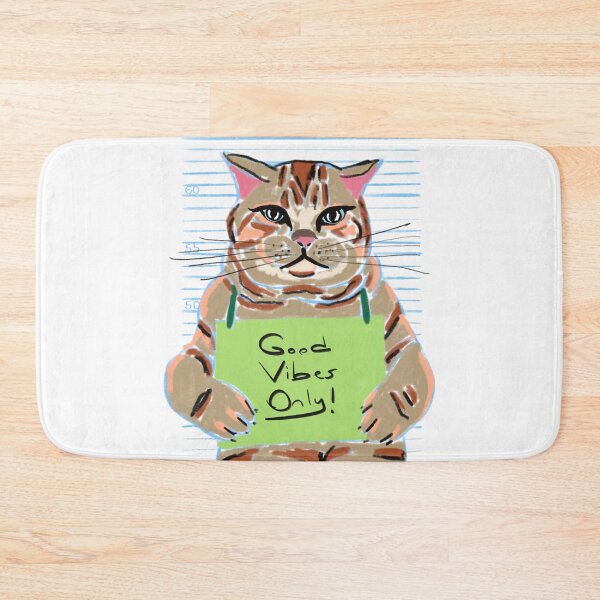 Item preview, Cat Illustration Holding 'Good Vibes Only' Sign – Positive Vibes Art Print designed and sold by Pandositive.