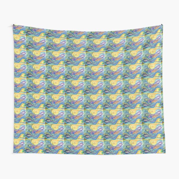 Mermaid Swimming with Fish Tapestry