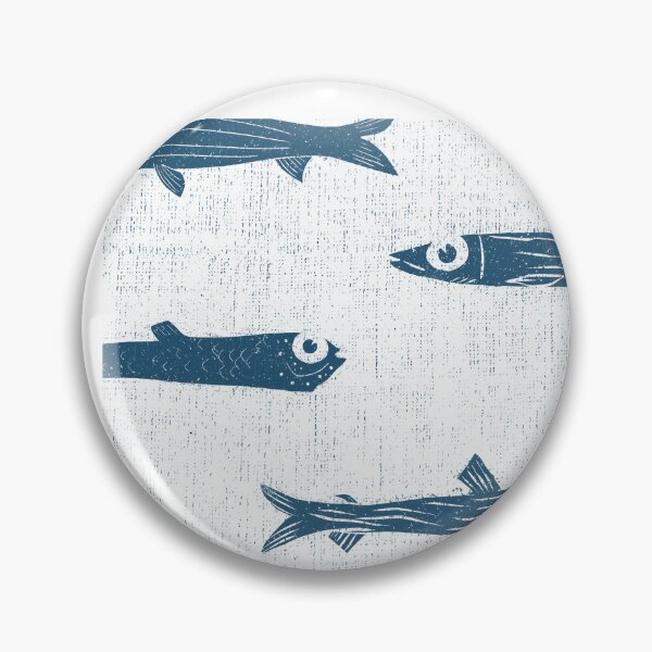 Artikelvorschau, Marineblauer Küstenfisch-Blockdruck & rustikale Küsten-Chic-Ästhetik entworfen und verkauft von aneladesigns.