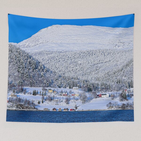 Item preview, Norwegian Snowy Mountain Village Landscape designed and sold by Martyn R Arnold Fine Art Nature & Landscape Photography.