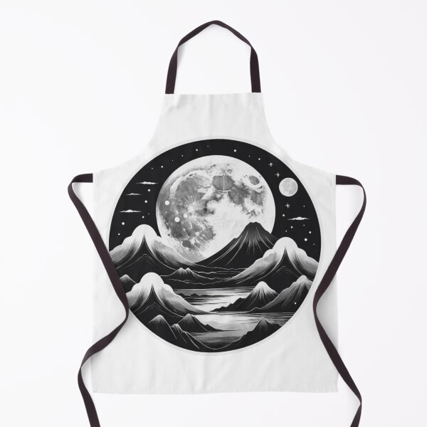 Item preview, Full moon over the mountains with black and white starry sky designed and sold by s-flo-art.