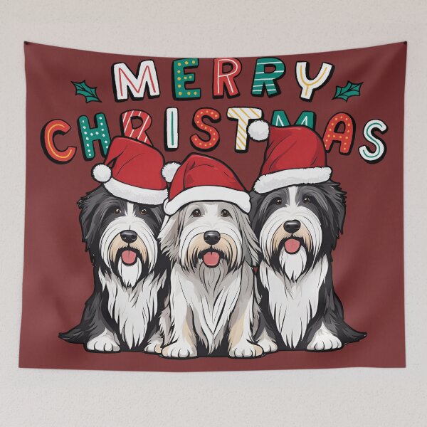 Item preview, Christmas Bearded Collies – Merry Christmas designed and sold by GoodyPaws.