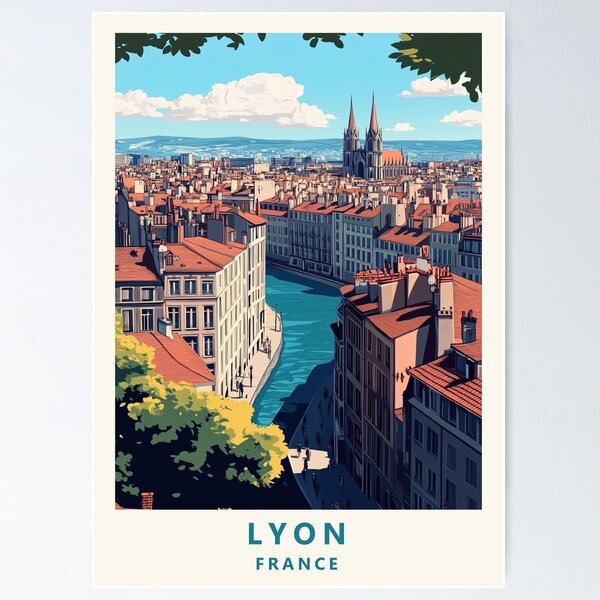 Item preview, Lyon, France travel poster designed and sold by JJAArt.