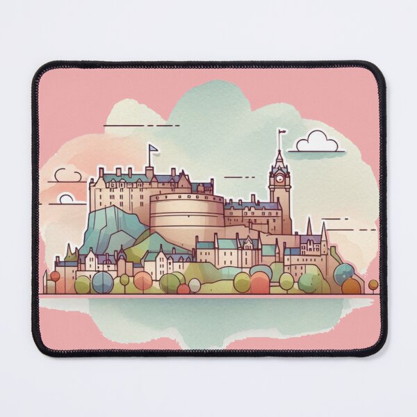 Item preview, Edinburgh Castle Minimalist Sticker Design – 3D Landscape & Retro Charm,  designed and sold by PaintMeWorld.