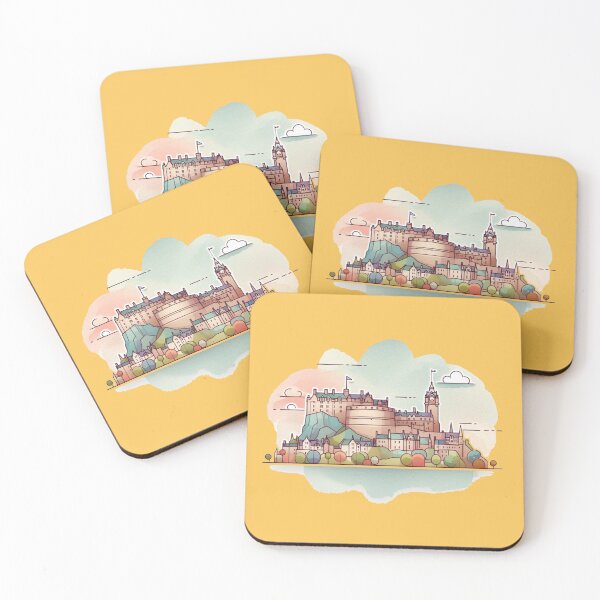 Item preview, Edinburgh Castle Minimalist Sticker Design – 3D Landscape & Retro Charm,  designed and sold by PaintMeWorld.