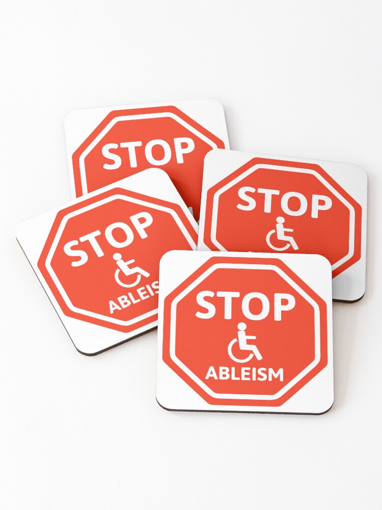 Thumbnail 1 of 5, Coasters (Set of 4), Stop ableism  designed and sold by RACHELDF.