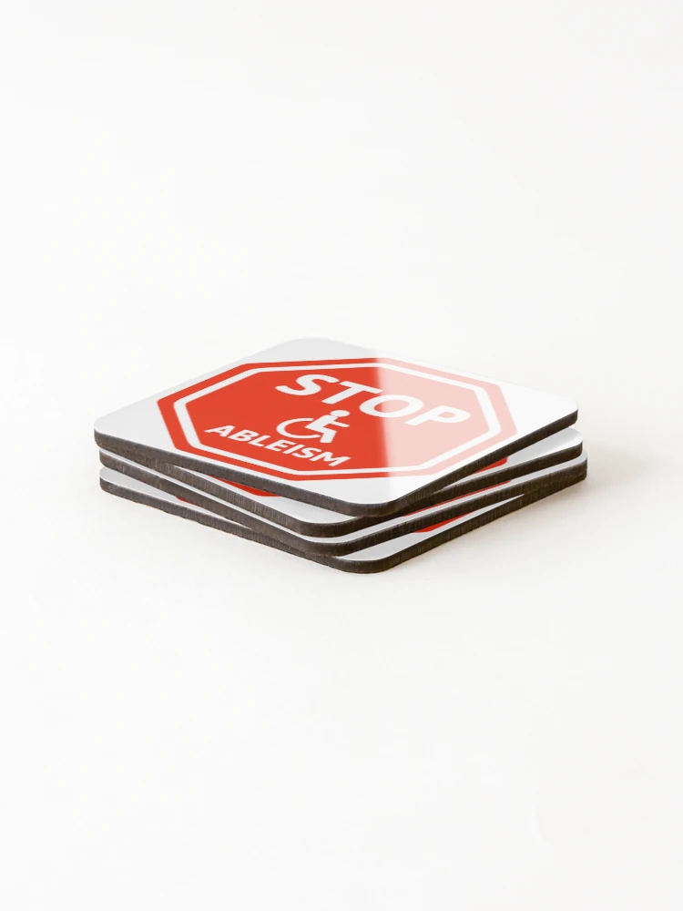 Thumbnail 4 of 5, Coasters (Set of 4), Stop ableism designed and sold by Rachel the Artist .