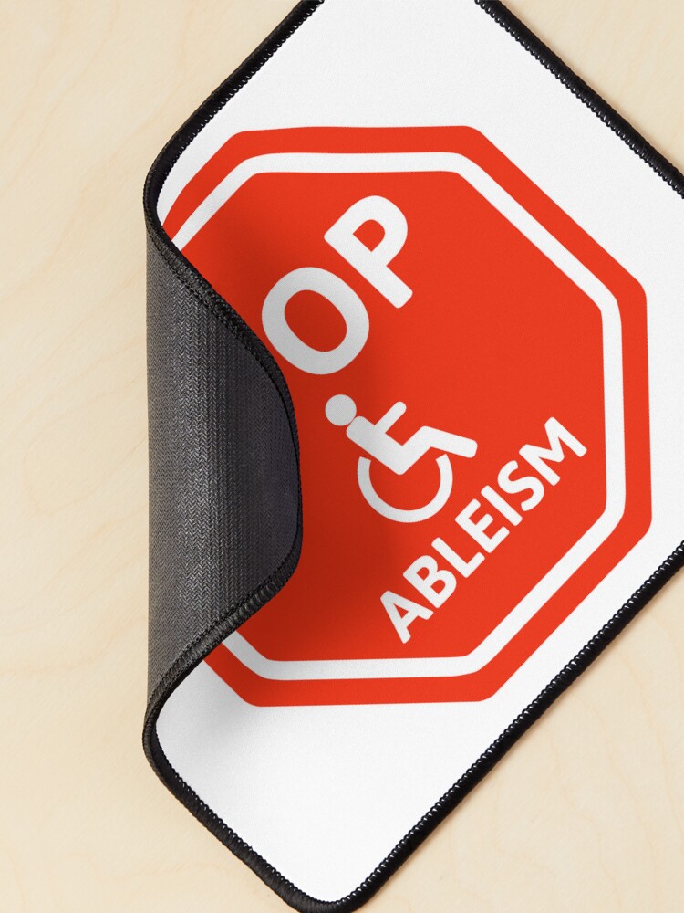 Thumbnail 2 of 5, Mouse Pad, Stop ableism designed and sold by RACHELDF.