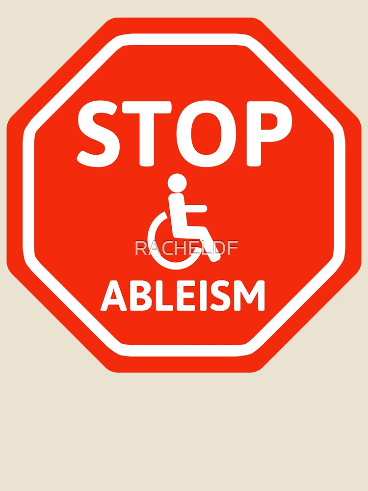 Thumbnail 4 of 4, Relaxed T-Shirt, Stop ableism designed and sold by Rachel the Artist .