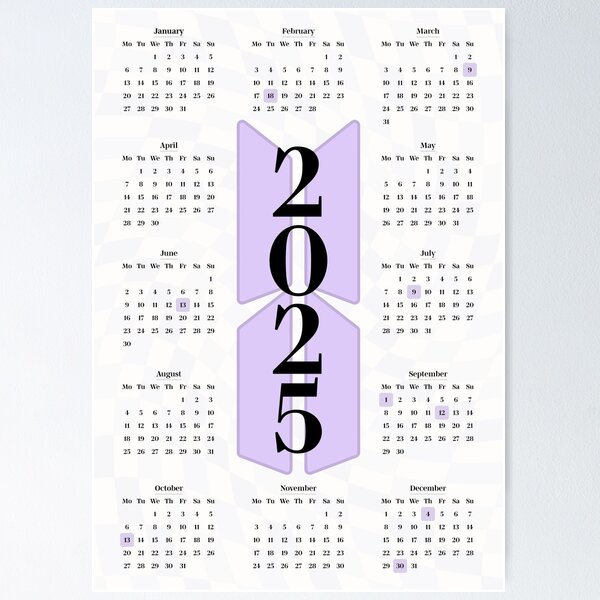 Artikel-Vorschau von BTS-Kalender Neujahr 2025, designt und verkauft von Enviz-Designs.
