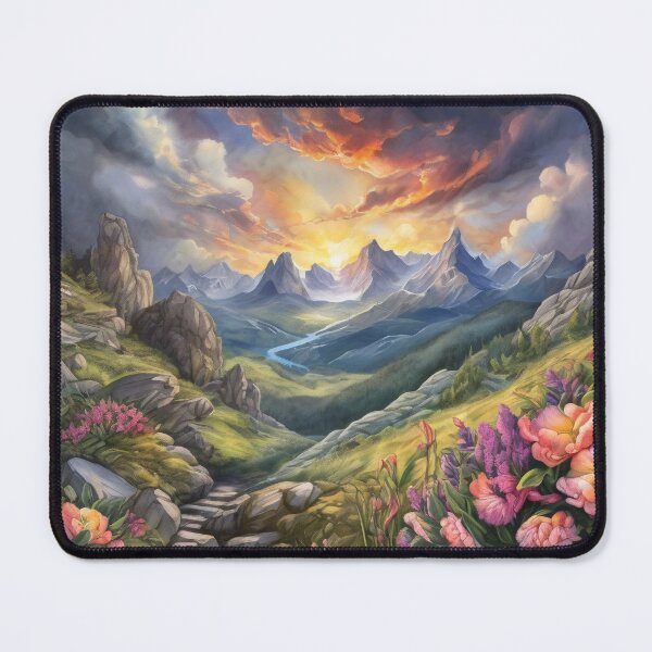 Item preview, Mountains and Flowers in the sunrise designed and sold by ArtStore-EC.