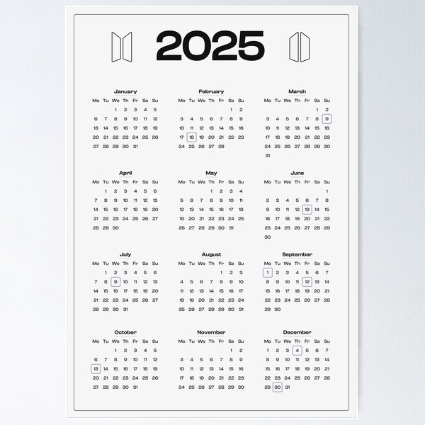 Artikel-Vorschau von Neujahrskalender BTS ARMY 2025, designt und verkauft von Enviz-Designs.