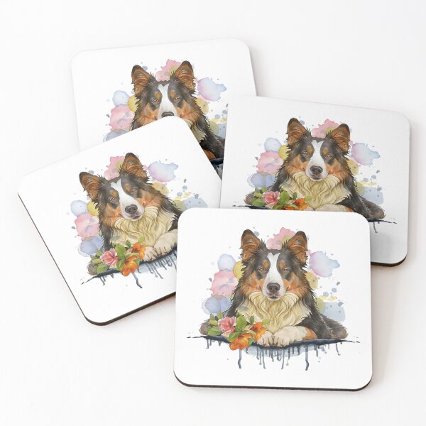 Item preview, Border collie resting among flowers designed and sold by Ann Miu Deluxe.