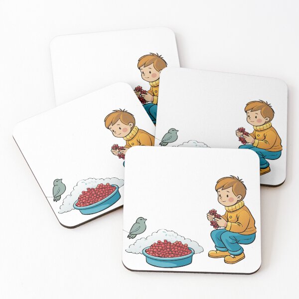Item preview, Child Sitting on a Snowy Porch, Threading Cranberries designed and sold by omerfdln34.