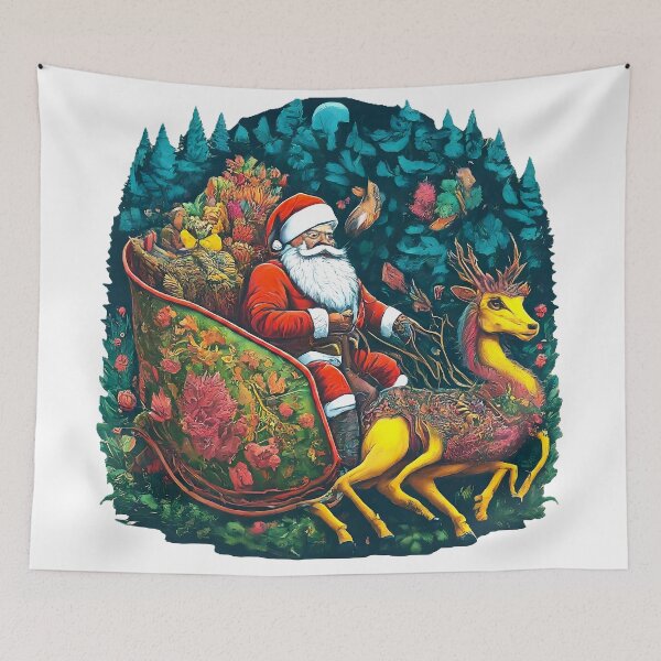 Item preview, Christmas Santa Claus with Reindeer , Holiday Santa Claus Riding Reindeer , Festive Christmas Graphic designed and sold by Indyadizine.