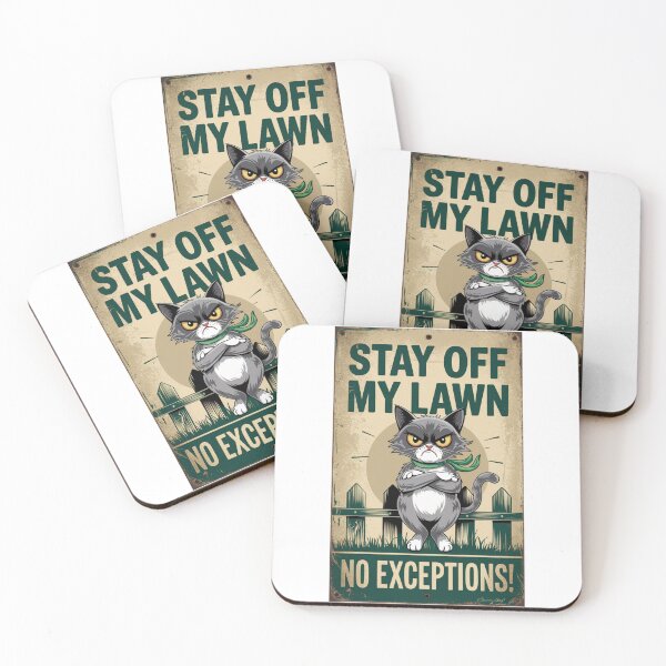 Item preview, Stay Off My Lawn - Angry Cat Funny Sign designed and sold by OldSchoolRetro.