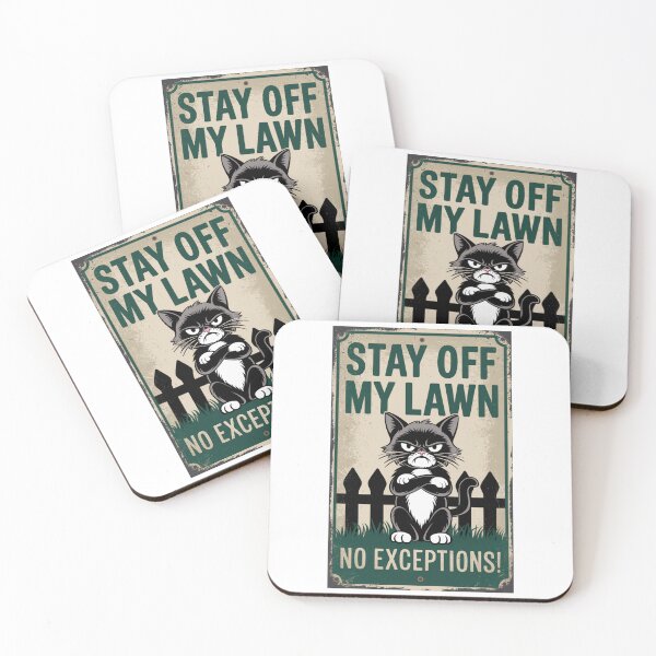 Item preview, Stay Off My Lawn - Angry Cat Funny Sign designed and sold by OldSchoolRetro.