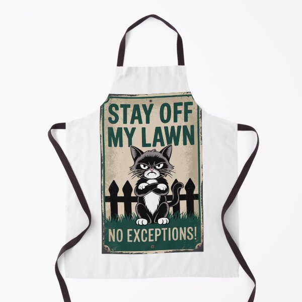 Item preview, Stay Off My Lawn - Angry Cat Funny Sign designed and sold by OldSchoolRetro.