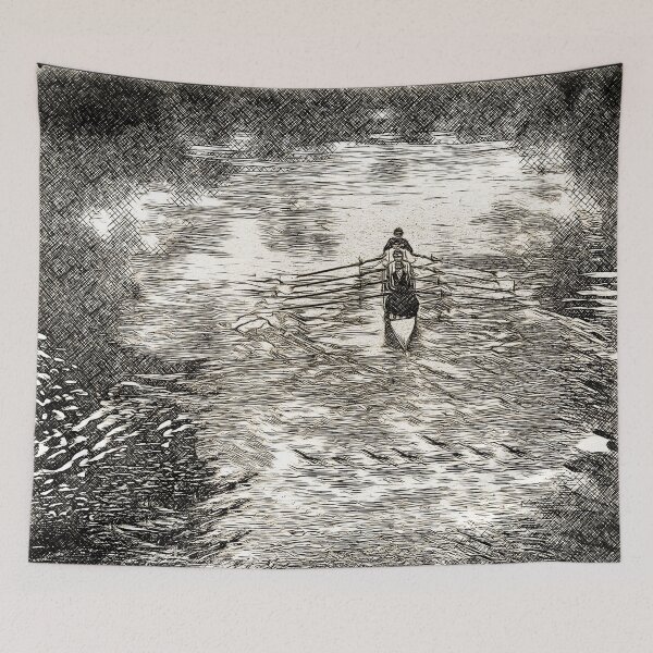 Item preview, Serene Rowing Artwork: Vintage-Inspired Water Reflection Design designed and sold by Michael van der Hoorn.