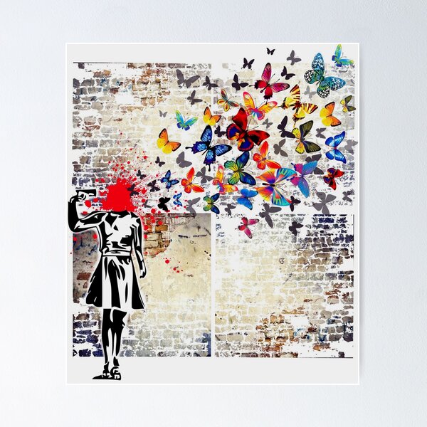 Item preview, Banksy Headshot Butterflies designed and sold by SummerlandsArt.