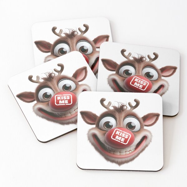 Item preview, Happy Christmas reindeer with writing kiss me on nose designed and sold by eye_contact.