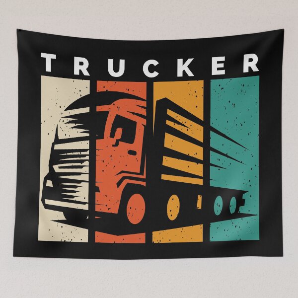 Item preview, Retro Trucker Distressed Look Truck Driver designed and sold by Anniko Art Studio.