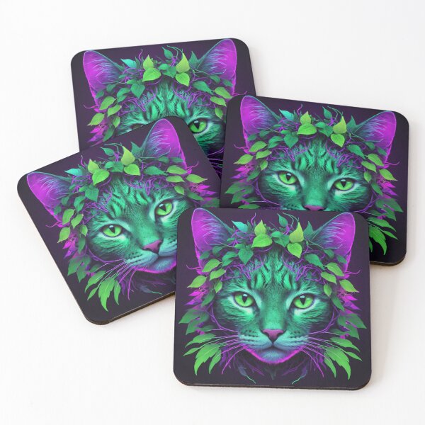 Item preview, Futuristic Neon Techno Jungle Cat designed and sold by RebelPaintBrush.
