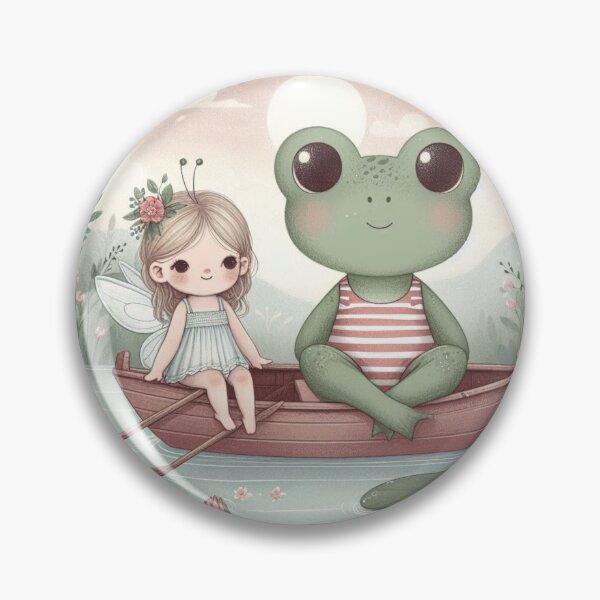 Item preview, Hermosa ilustración de acuarela de Frogcore: una pequeña hada navega en un bote con una linda rana designed and sold by coloursforkids.