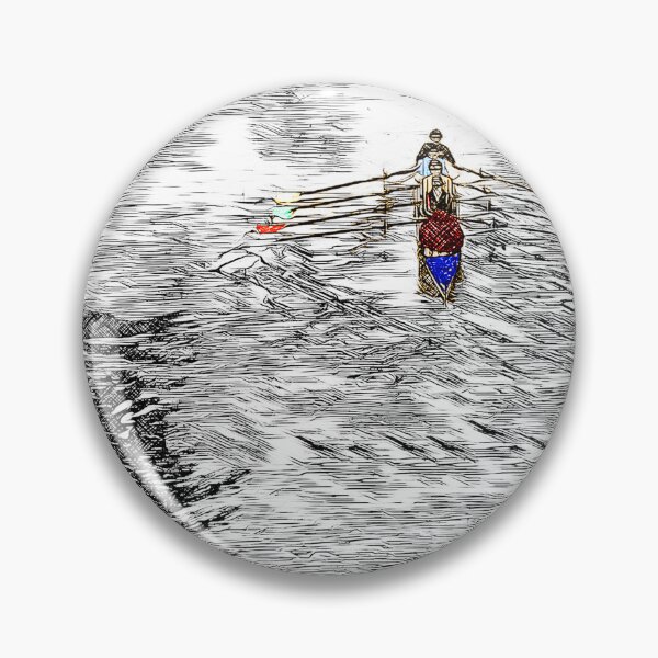 Item preview, Colorful Black and White Rowing Art: Vintage Crew on Serene Waters designed and sold by Michael van der Hoorn.