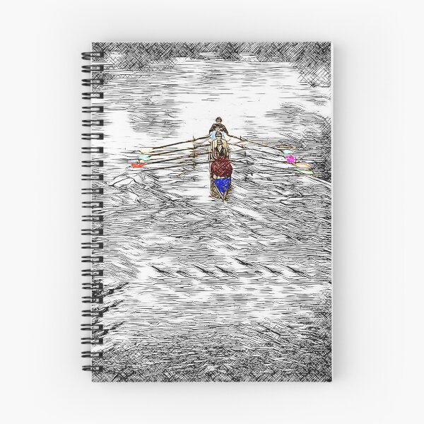 Item preview, Colorful Black and White Rowing Art: Vintage Crew on Serene Waters designed and sold by Michael van der Hoorn.